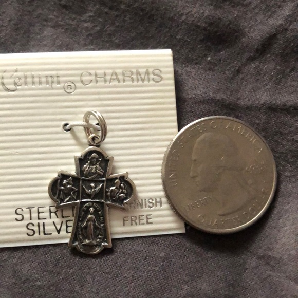 Sterling silver four way saints cross pendant - Picture 3 of 3